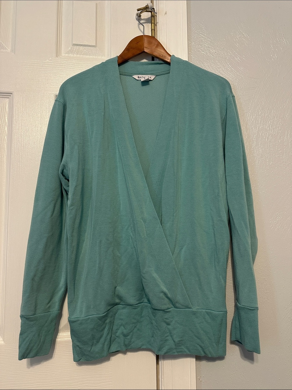 Athleta Teal Wrap-Front Lightweight Cardigan